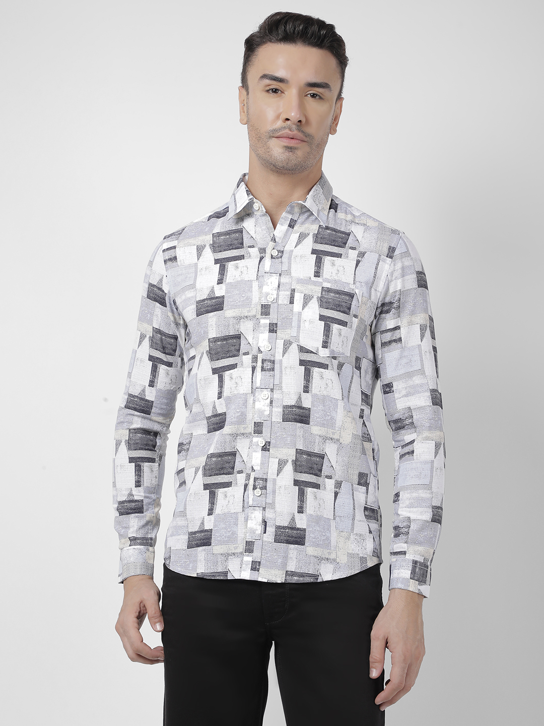 Numero Uno Men Abstract Blue Shirt